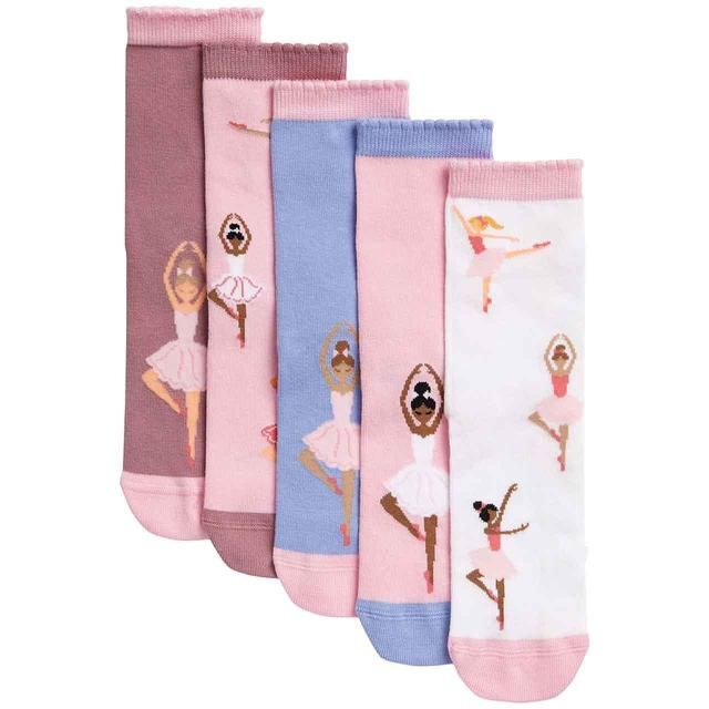 M&S Girls Cotton Rich Ballerina Socks 5 Pack