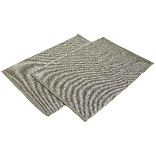 M&S Collection Set of 2 Cotton Rich Ribbed Woven Placemats Khaki   2 per pack