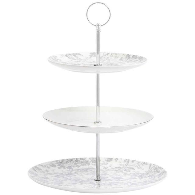 M&S Floral Cake Stand Grey