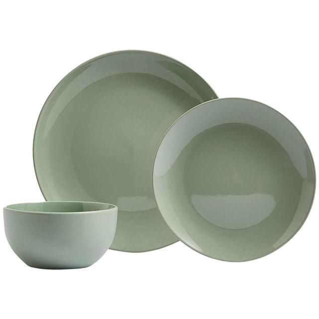 M&S 12 Piece Stoneware Dinner Set Sage   12 per pack