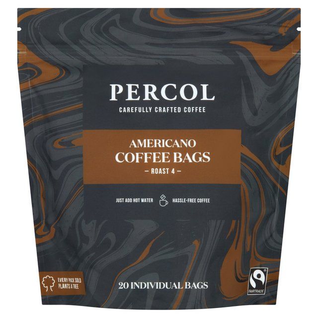 Percol Americano Fairtrade Coffee Bags 20 Pack   160g