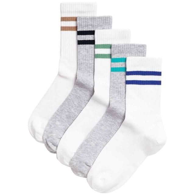 M&S Kids Cotton Rich Ankle Stripe Socks 5 Pack