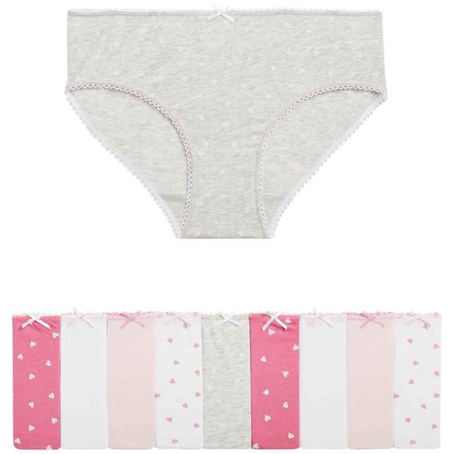 M&S Girls Cotton Rich Heart Knickers 2-12 Years Pink Mix