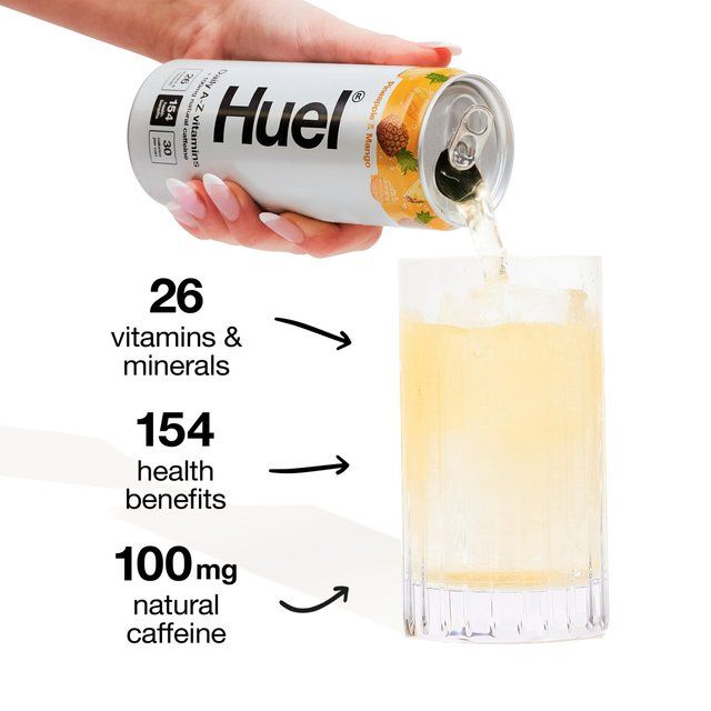 Huel Daily Vitamin Pineapple & Mango Sparkling Multivitamin Energy Drink   4 x 330ml