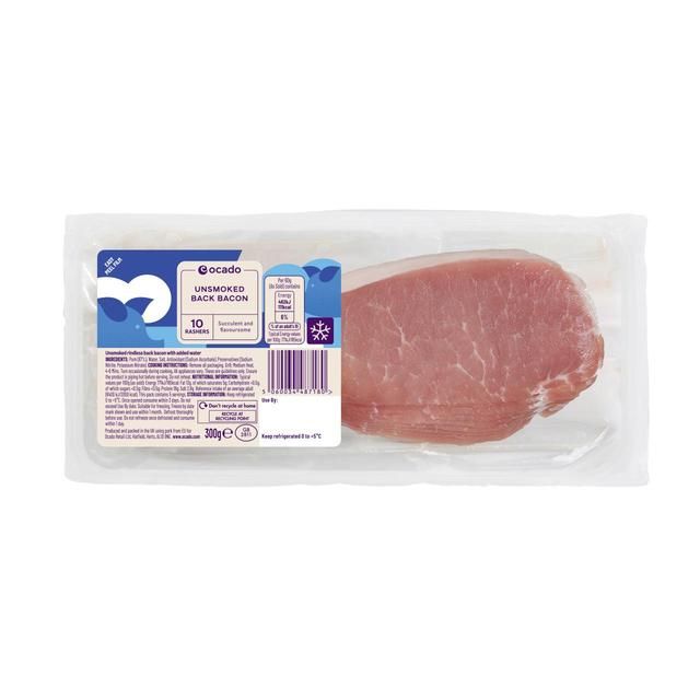 Ocado 10 Unsmoked Back Bacon Rashers   300g