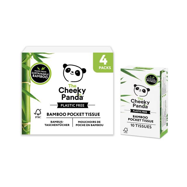 The Cheeky Panda Bamboo Plastic Free Pocket Tissues   4 x 10 per pack