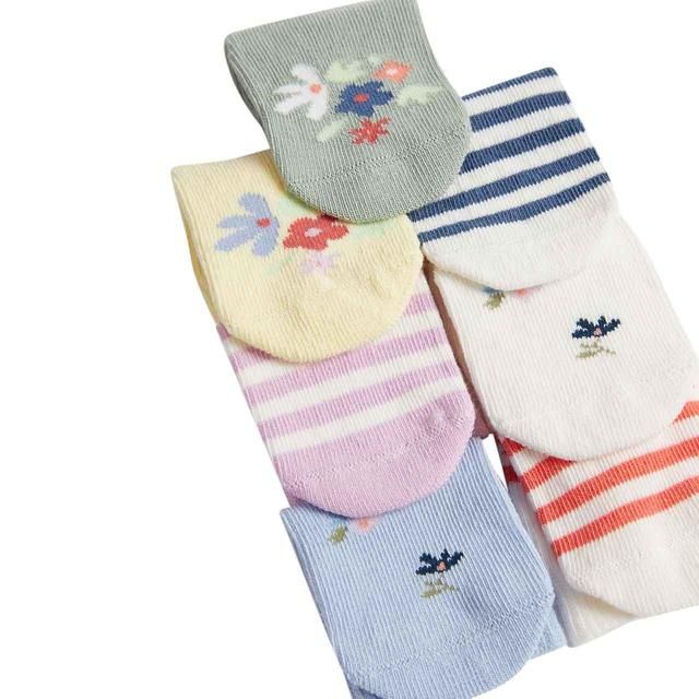 M&S Girls Cotton Rich Patterned Socks 0-24 Months 7 Pack