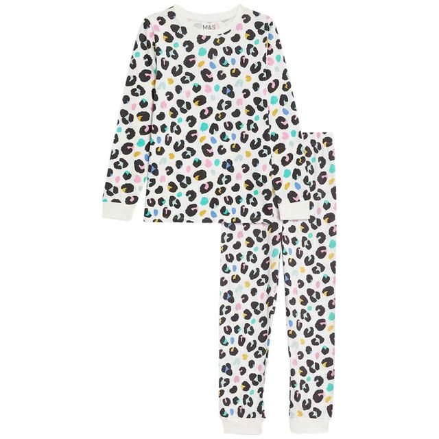 M&S Leopard Pyjamas 7-12 Years Ecru