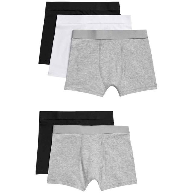 M&S Boys Grey Cotton Plain Trunks 6-12 Years 5 Pack GOODS M&S   