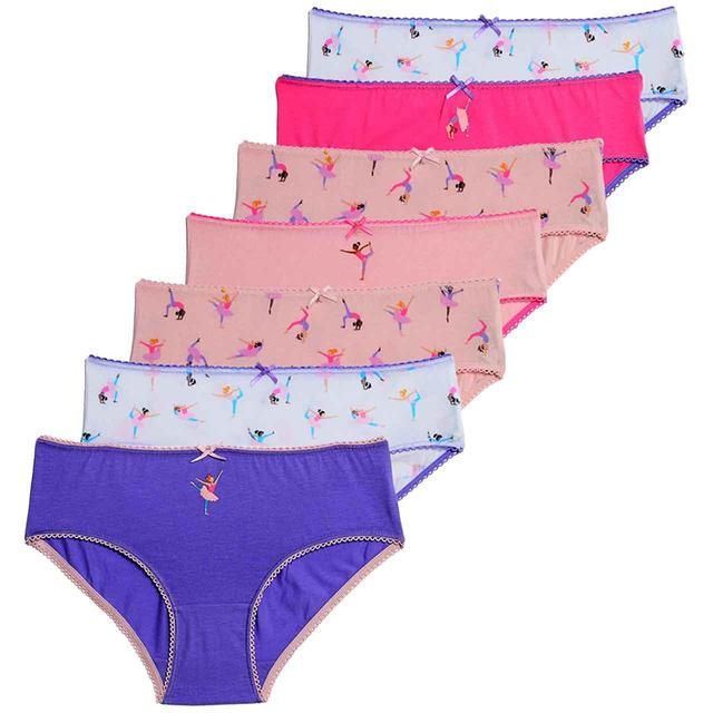 M&S Girls Cotton with Stretch Ballerina Knickers 2-12 Years 7 Pack GOODS M&S   