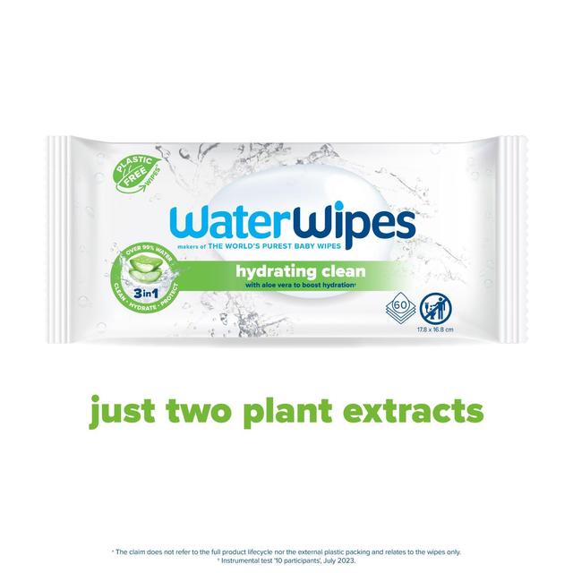 WaterWipes Hydrating Clean Baby Wipes 60 wipes   60 per pack