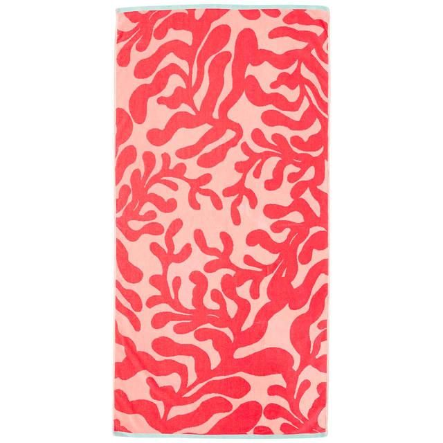 M&S Collection Pure Cotton Coral Beach Towel Red