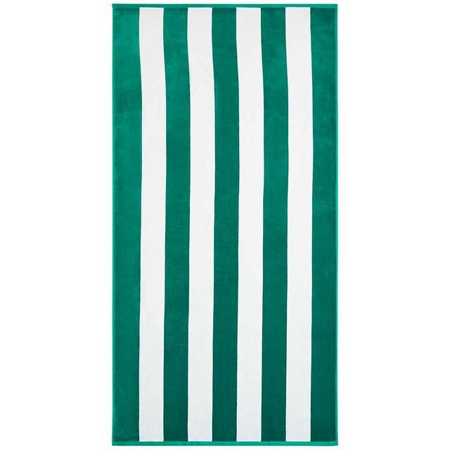 M&S Collection Pure Cotton Striped Sand Resistant Beach Towel Green