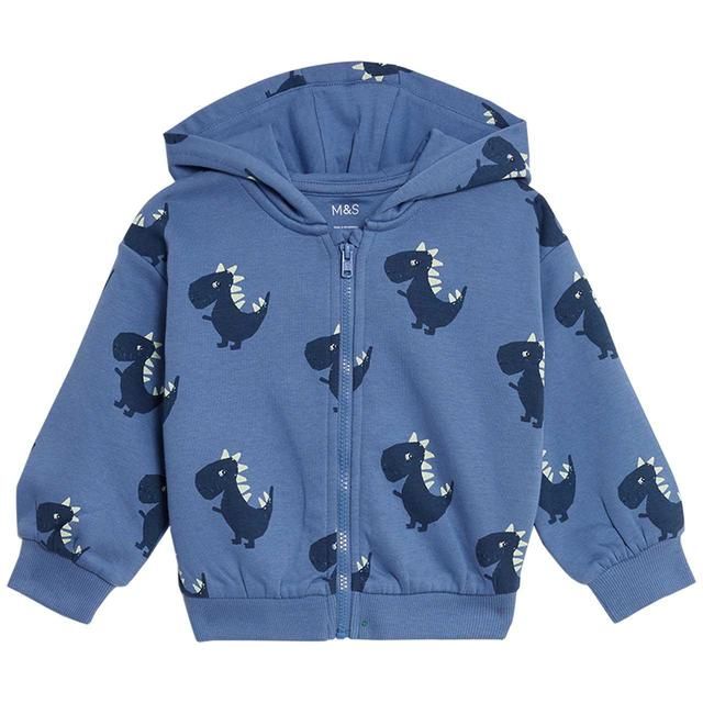 M&S Dino Zip Hoodie 0 Months-3 Years Blue