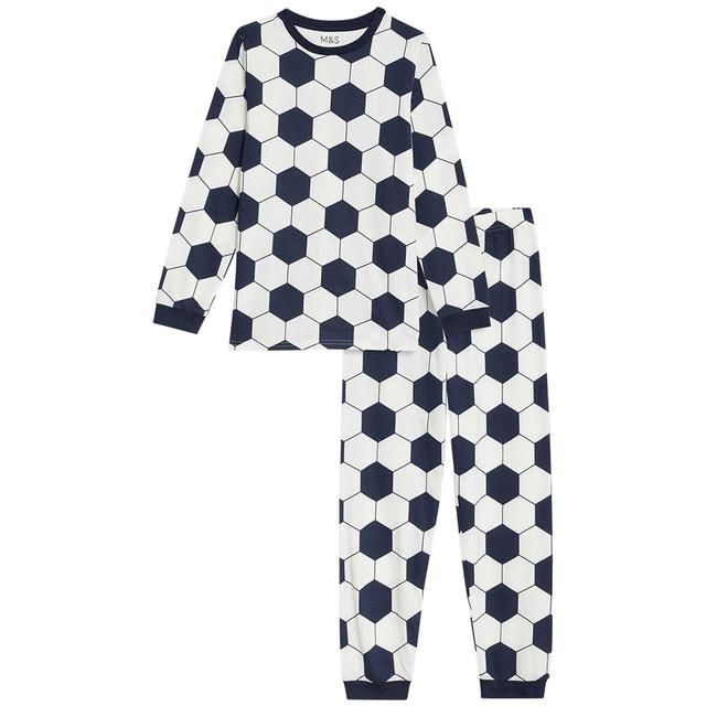 M&S Football Pyjamas 7-12 Years Navy