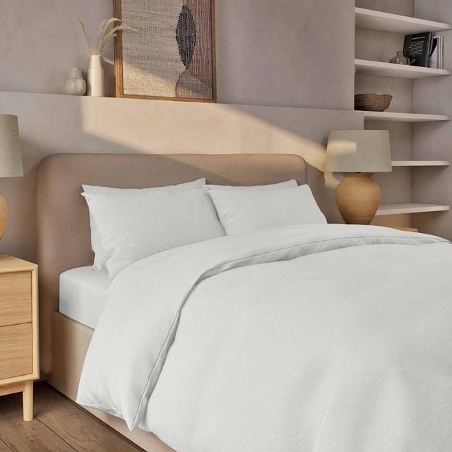 M&S Pure Brushed Cotton Bedding Set White