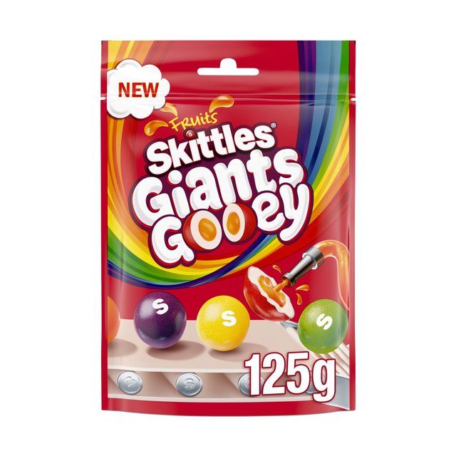 Skittles Giants Gooey Vegan Chewy Sweets Fruit Flavoured Pouch Bag   125g