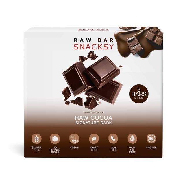 Snacksy Raw Chocolate Signature Dark   3 x 40g GOODS M&S   