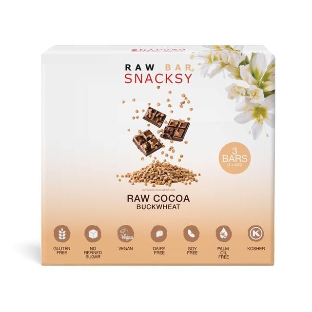 Snacksy Raw Chocolate Buckwheat   3 x 40g GOODS M&S   