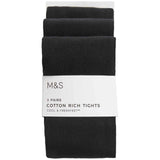 M&S School Tight 3 Pack 2-14 Years Black GOODS M&S   