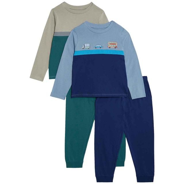 M&S Transport Cut and Sew Pyjamas 2-7 Years Blue