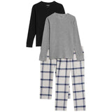 M&S Waffle Check Pyjamas 7-12 Years Grey GOODS M&S   