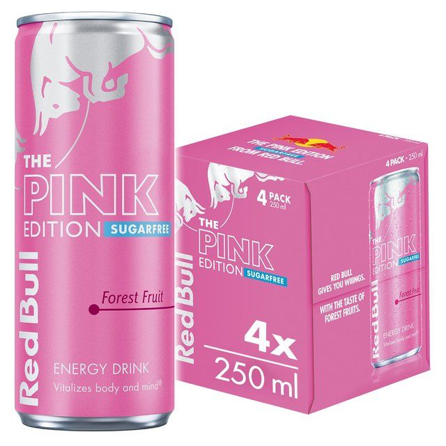 Red Bull Energy Drink Sugar Free Pink Edition Forest Fruits 250ml x4   4 x 250ml GOODS M&S   