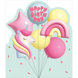 Sainsburys Happy Birthday Unicorn  Rainbow Pink  Yellow Balloons Juvenile Greeting Card