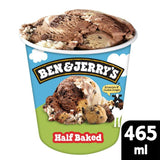 Ben  Jerrys Half Baked Chocolate and Vanilla Ice Cream Tub 465ml