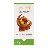 Lindt Creation Milk Hazelnut Wafer Chocolate Bar 150g