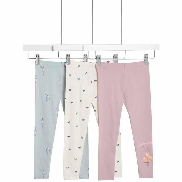 M&S Cotton Rich Ballet Leggings 3 Pack 2-7 Years