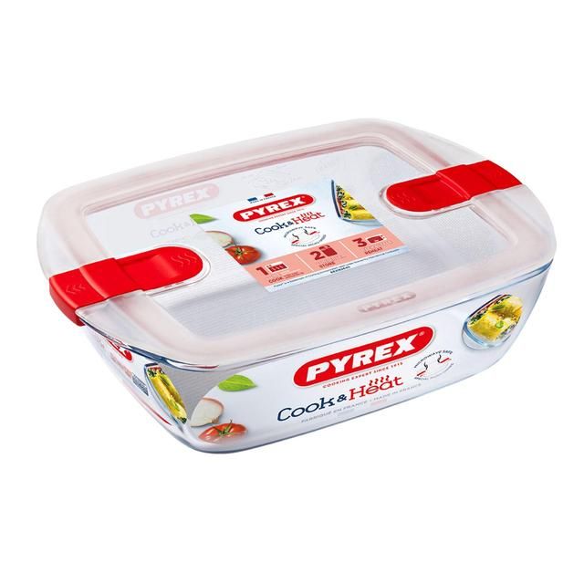 Pyrex Cook&Heat Rect Dish & Lid 0.35l   17 per pack