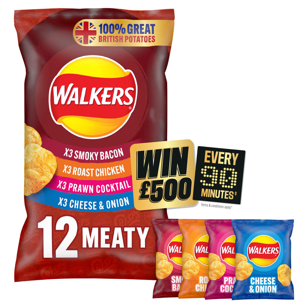 Walkers Meaty Variety Crisps 12x25g