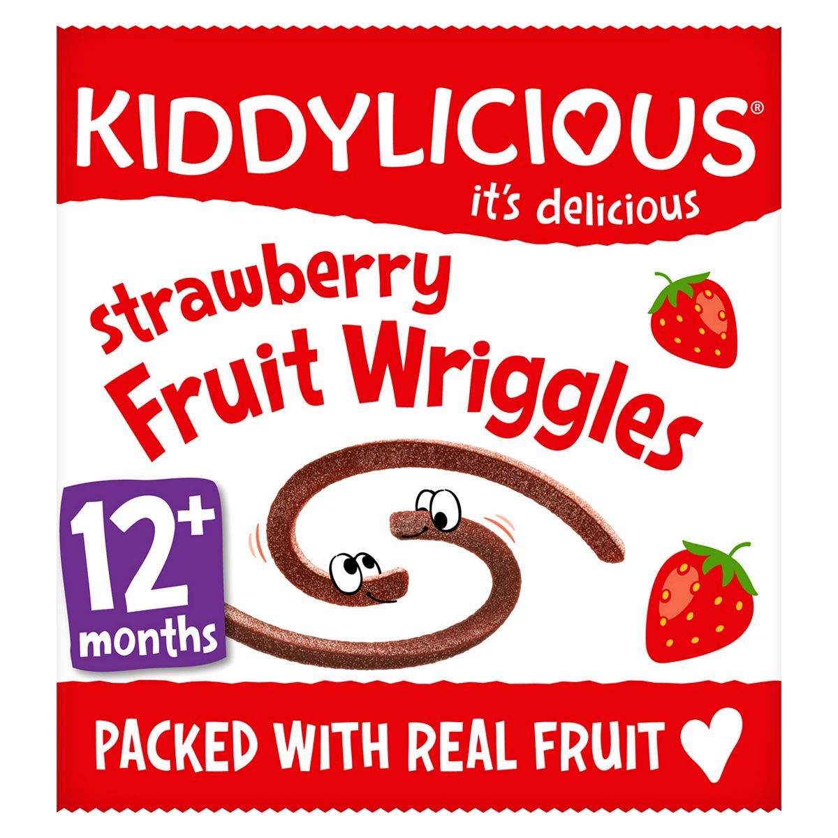 Kiddylicious Fruit Wriggles, strawberry, infant snack, 12months+, single, 12g GOODS Boots   