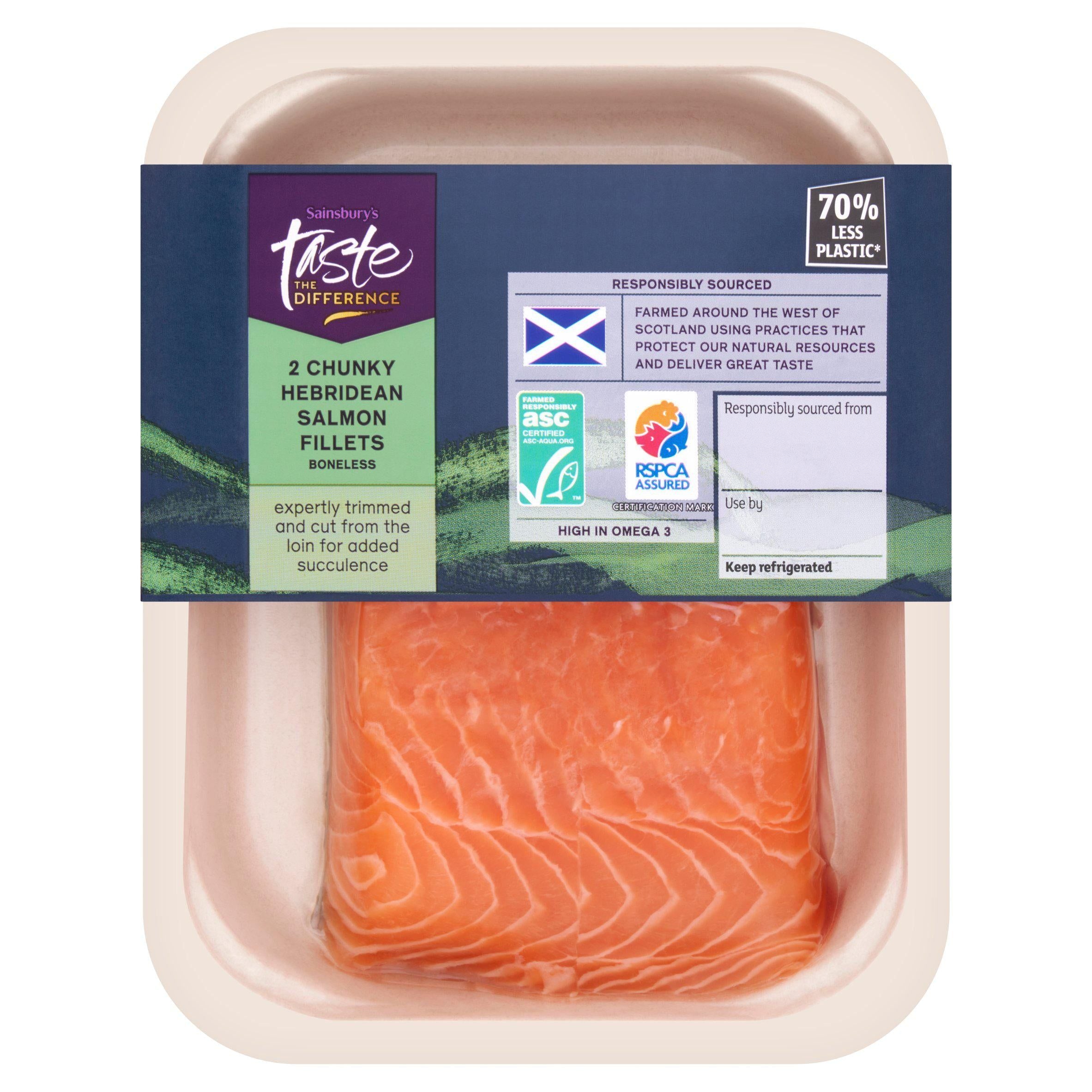 Sainsbury's Skin on ASC Scottish Hebridean Chunky Salmon Fillets, Taste the Difference x2 240g GOODS Sainsburys   