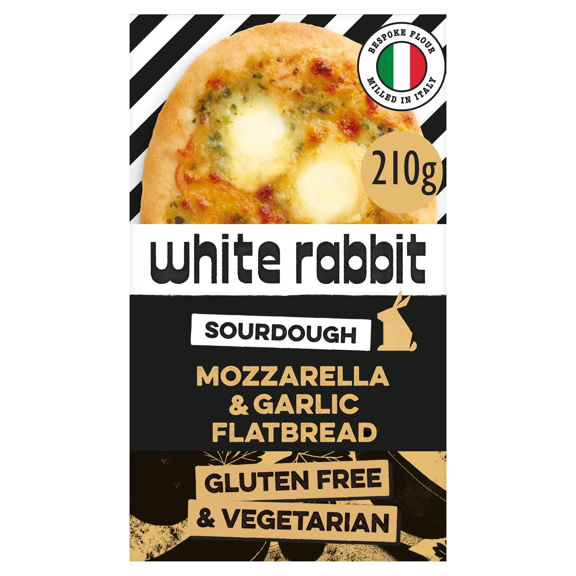 White Rabbit Sourdough Mozzarella & Garlic Flatbread 210g GOODS Sainsburys   