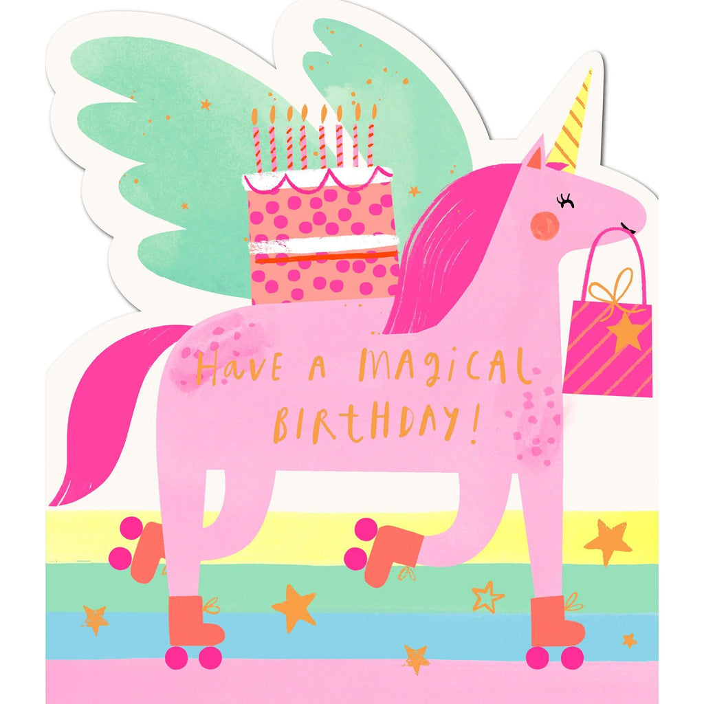 Sainsbury's Happy Birthday Card Magical Skating Unicorn Juvenile Greetings Card