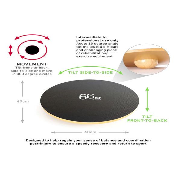 66fit Wooden Balance Board - PVC Surface - 40cm - McGrocer
