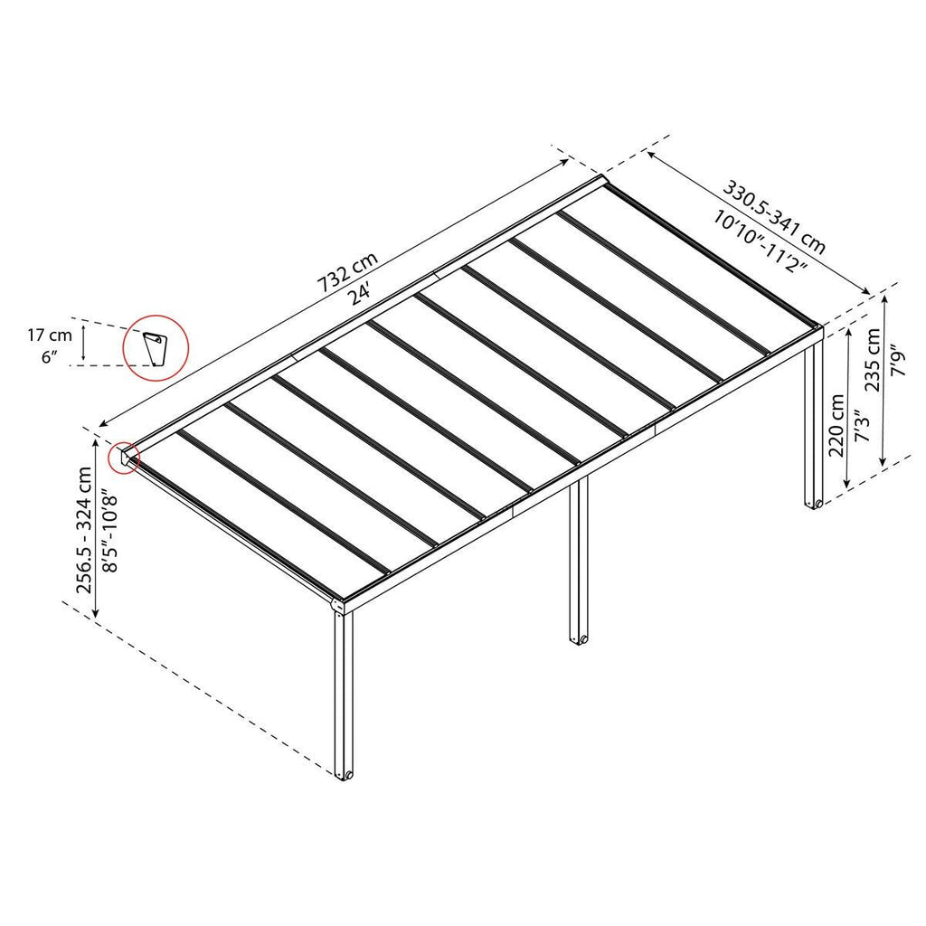 Palram Canopia Stockholm 11ft 2" x 24ft (3.4 x 7.3m) Aluminium Patio Cover