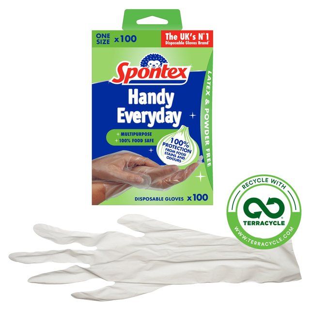 Spontex Handy Multi-Purpose Disposable Gloves Latex Free & Powder Free   100 per pack