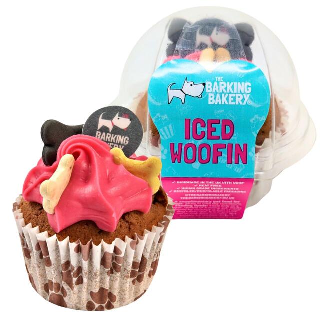 The Barking Bakery Woofin Dog Treat Muffin Vanilla Pink Yogurt Icing   95g