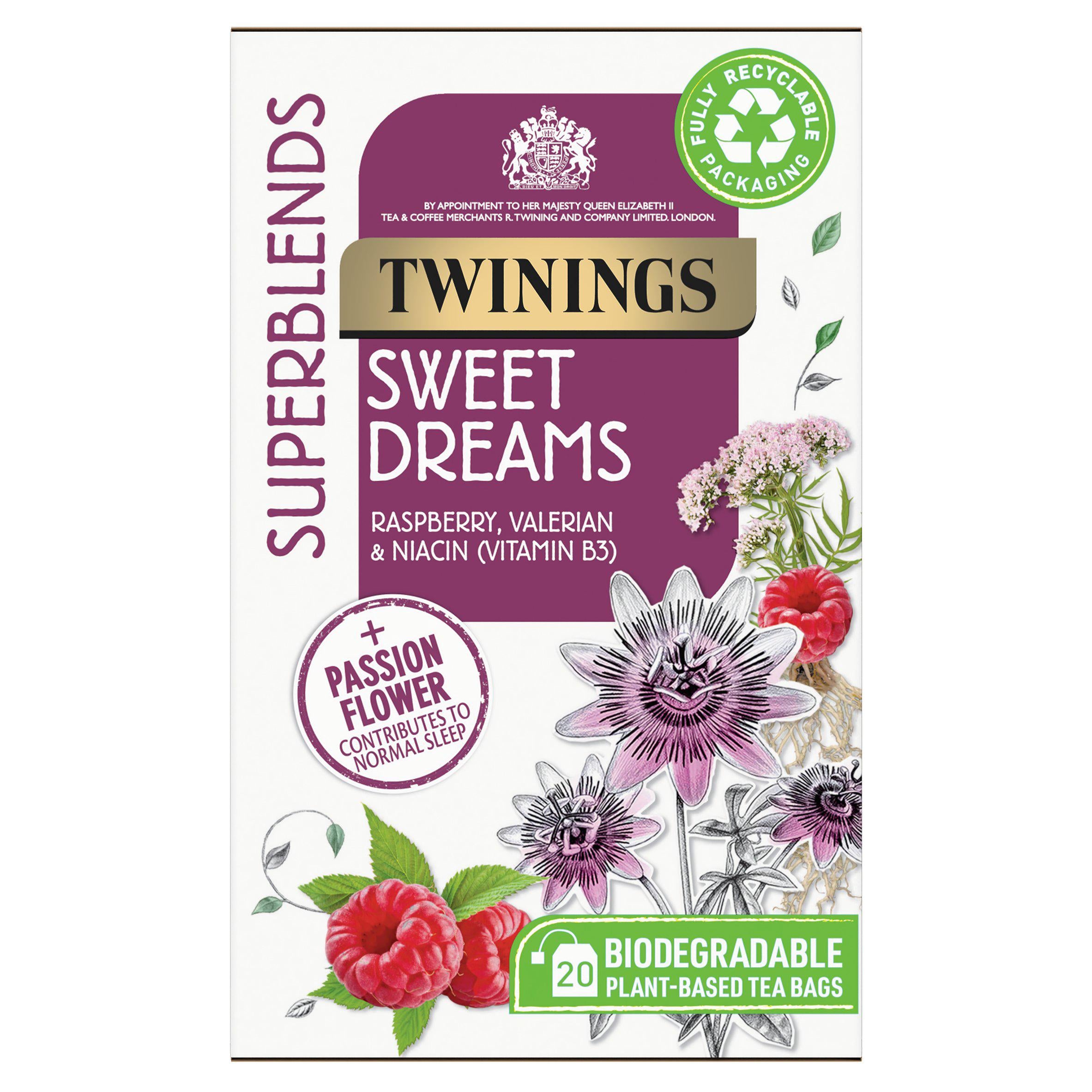 Twinings Superblends Sweet Dreams Plant Based Tea Bags x20 40g GOODS Sainsburys   