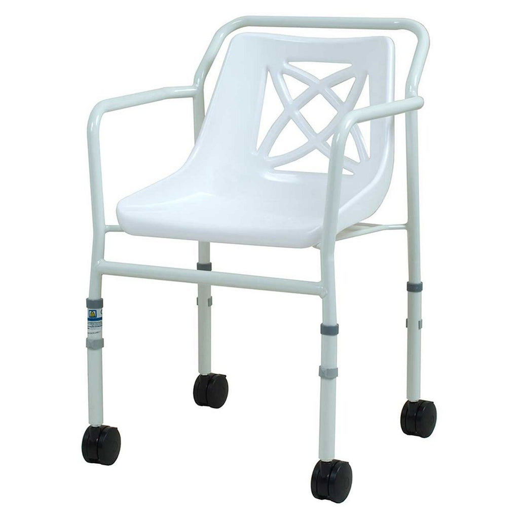 NRS Healthcare Height Adjustable Economy Mobile Shower Chair