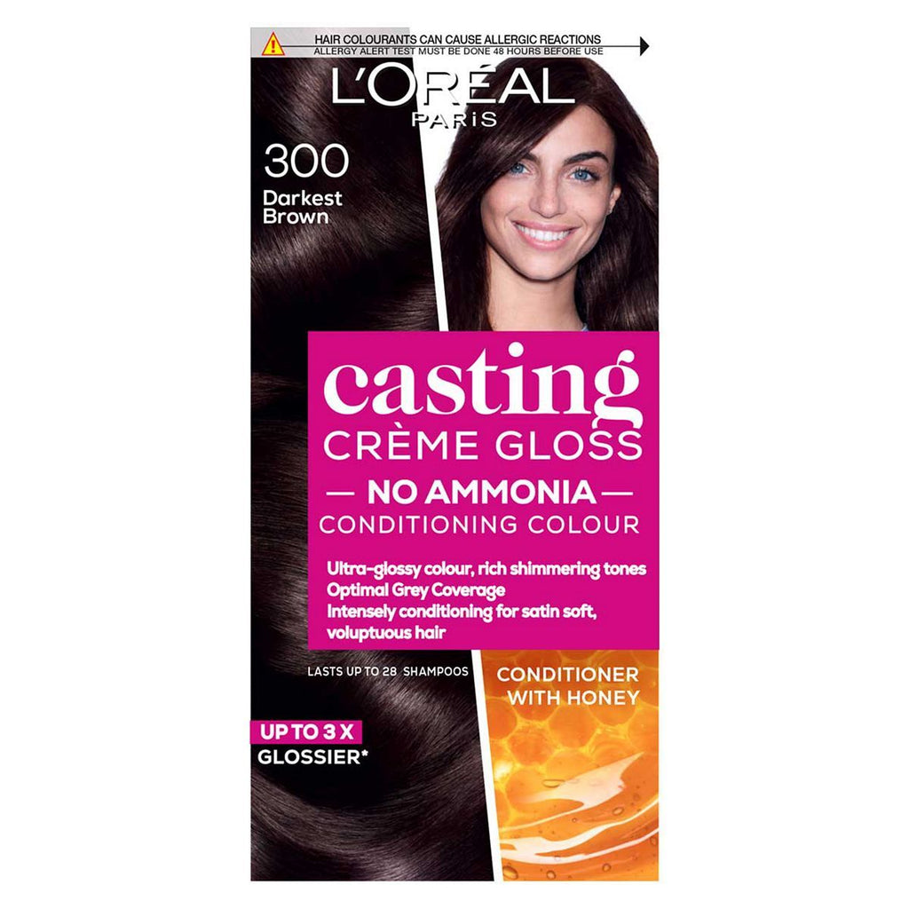 L'Oreal Paris Casting Creme Gloss Semi-Permanent Hair Dye, Brown Hair Dye 300 Darkest Brown