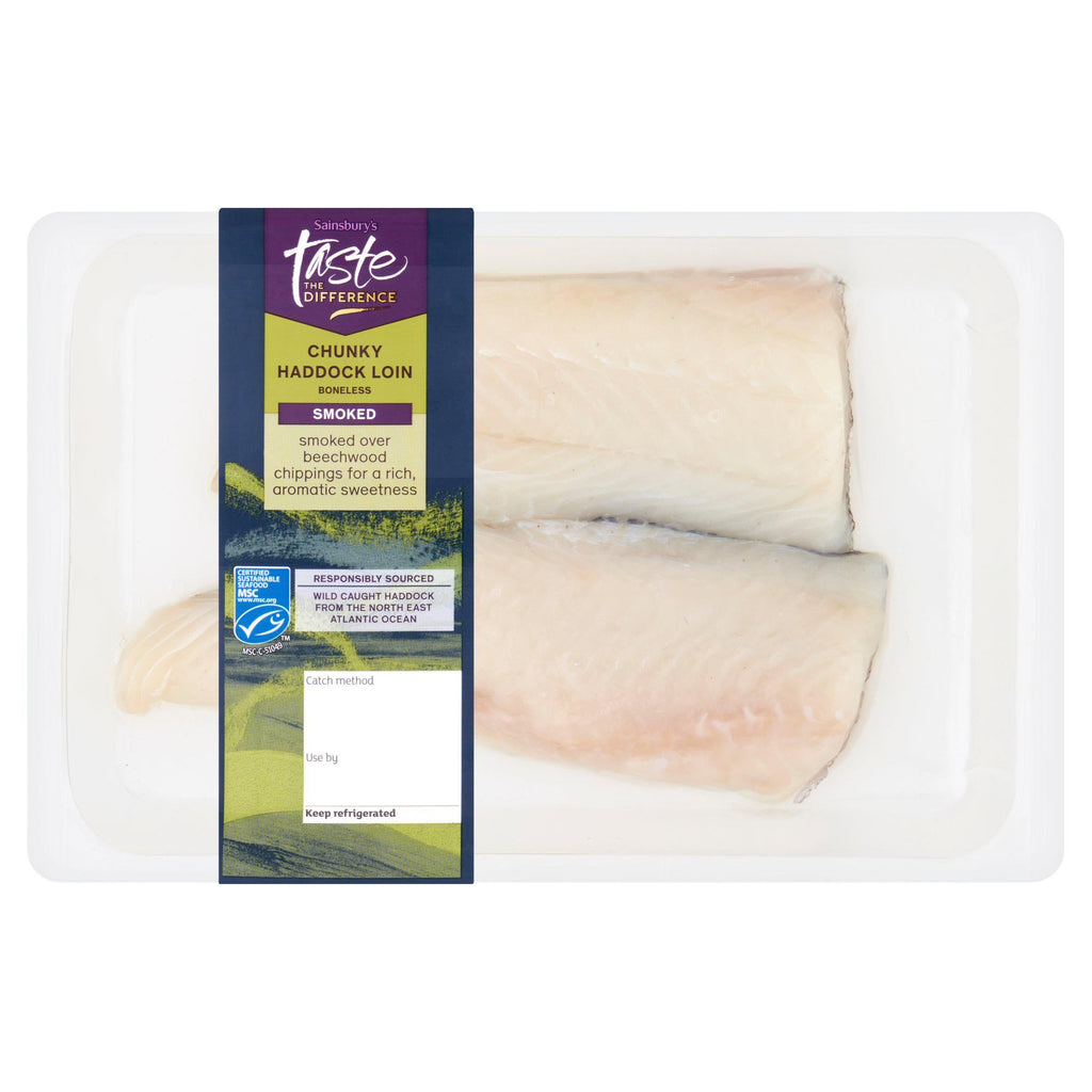 Sainsbury's Skin on MSC Smoked Haddock Loins, Taste the Difference 250g