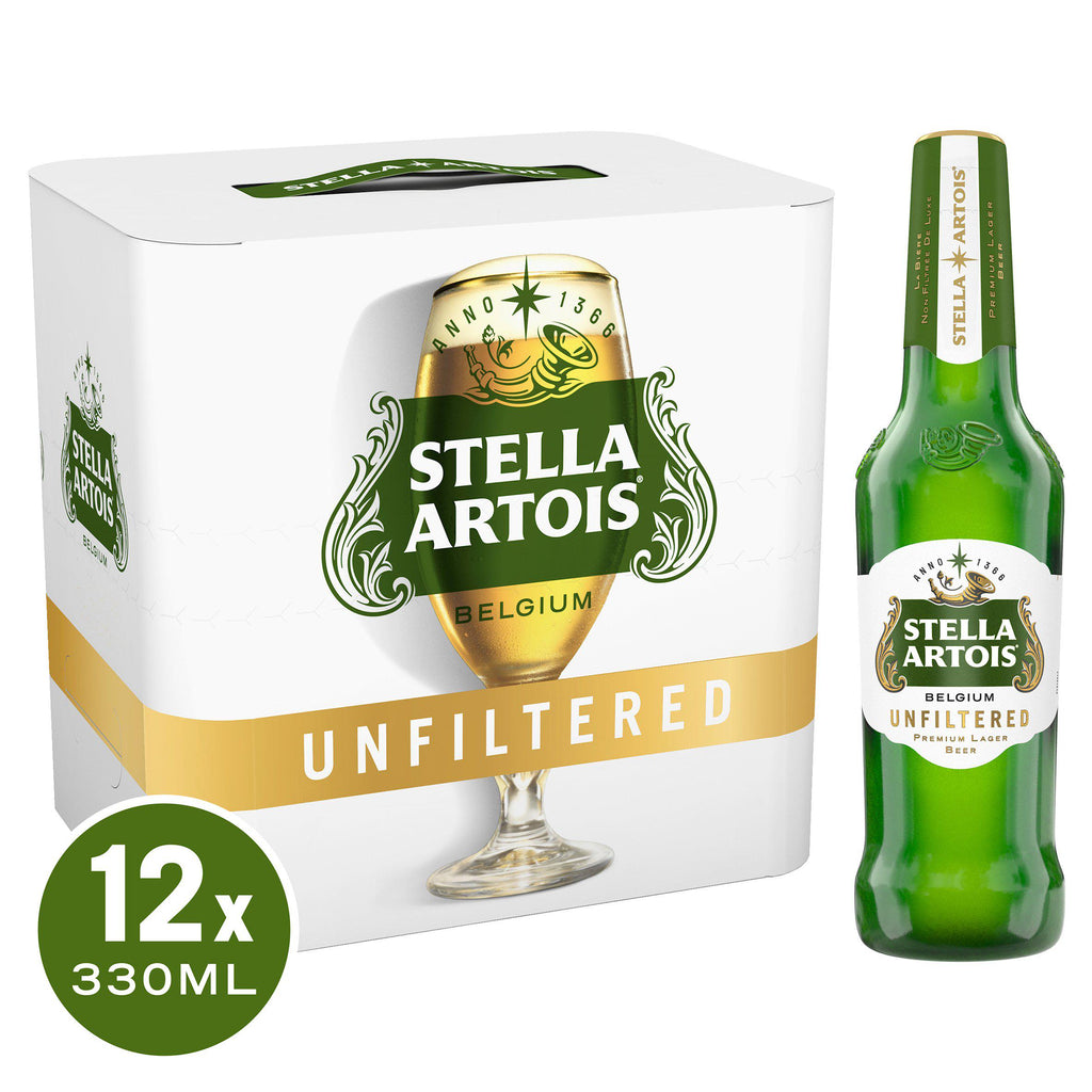 Stella Artois Premium Unfiltered Lager Beer Bottles 12x330ml