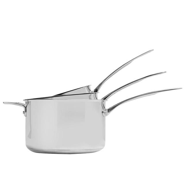 M&S 3 Piece Stainless Steel Pan Set Silver