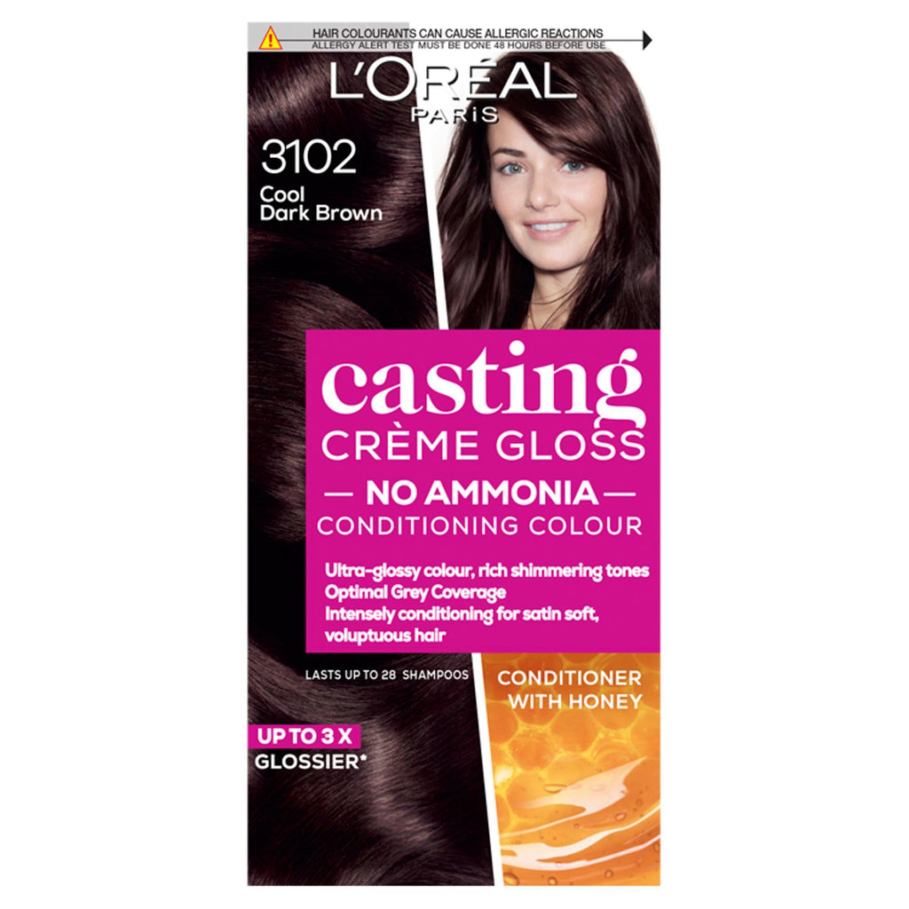 L'Oreal Paris Casting Creme Gloss Natural Permanent Hair Dye Cool Dark Brown 3102