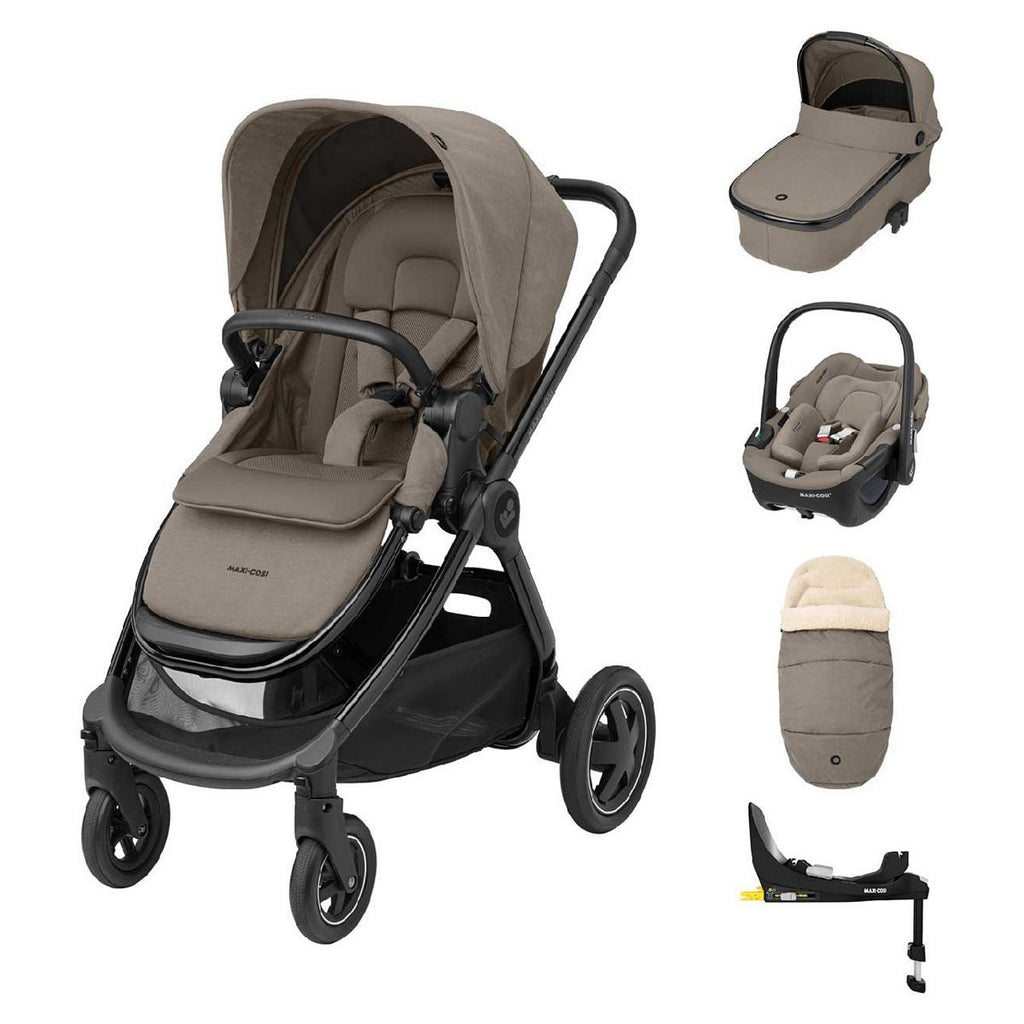 Maxi-Cosi Adorra Luxe Travel System with Car Seat Base Twillic Truffle