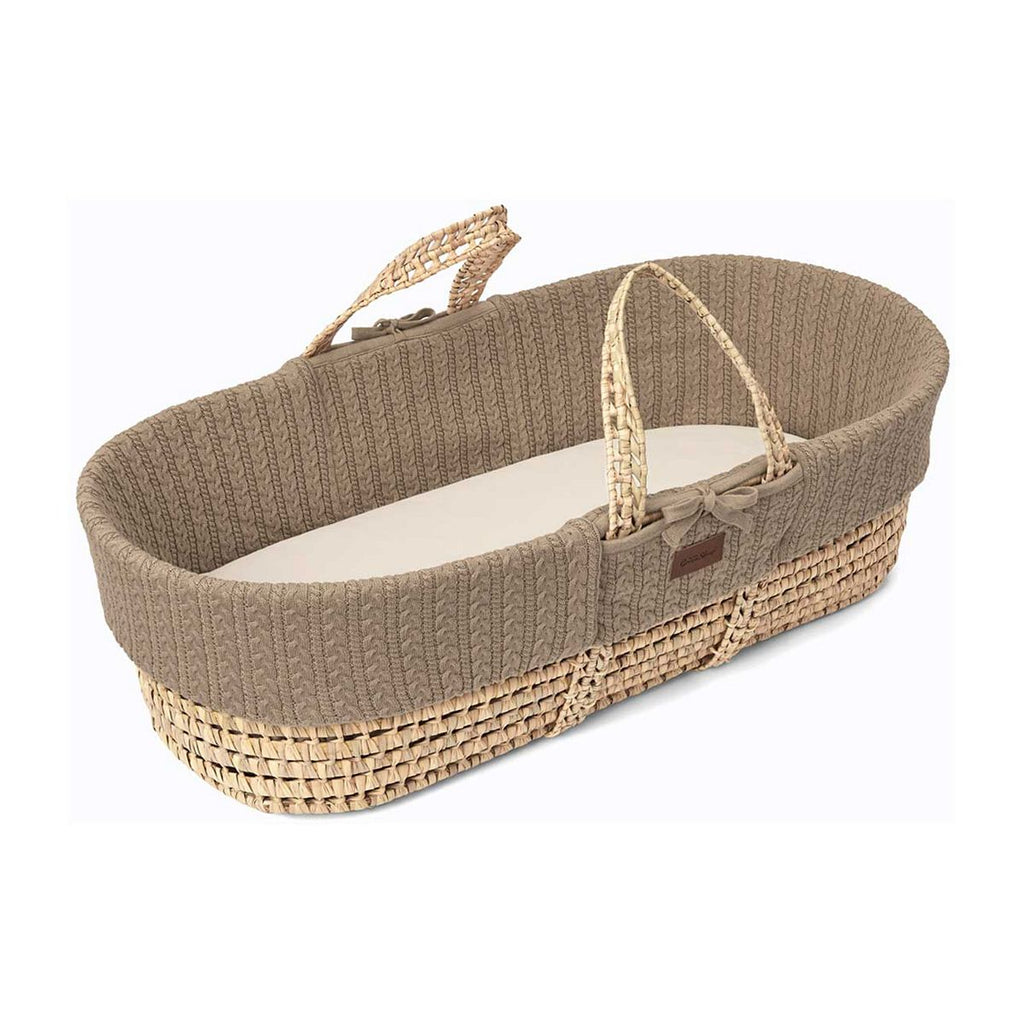 The Little Green Sheep Organic Knitted Moses Basket & Mattress - Truffle